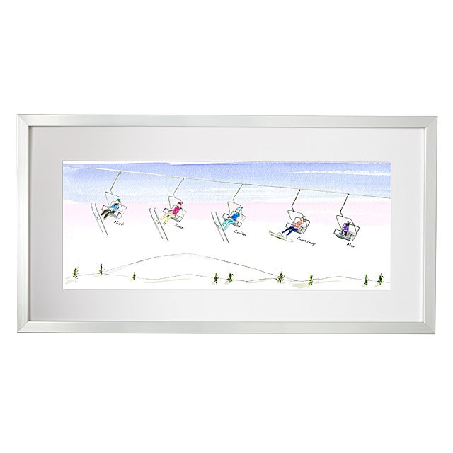 Personalized ski & snowboard art Christmas gifts for family