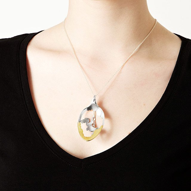 Small Silver Spoon Diorama Necklace handmade sterling silver jewelry