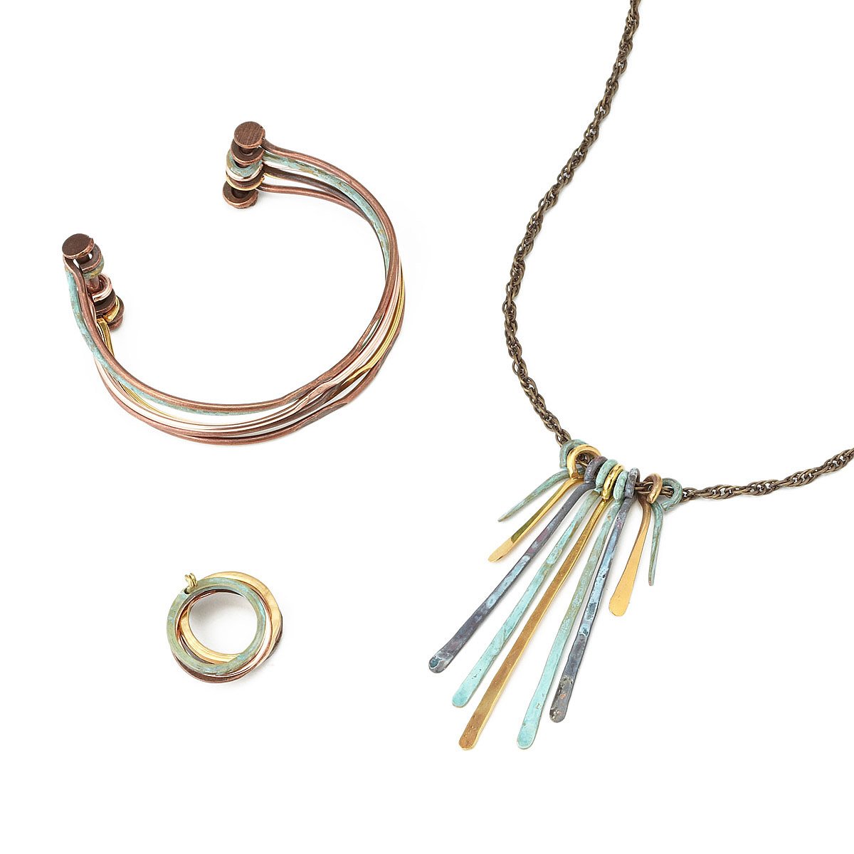 Mixed Metals Bar Necklace copper jewelry, oxidized