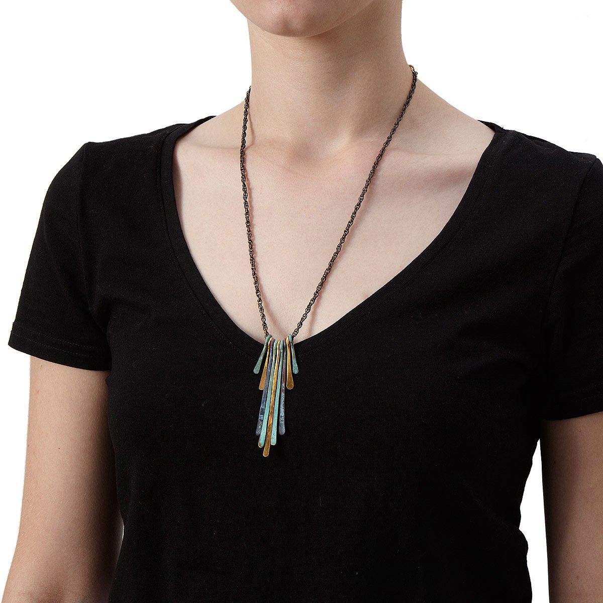 Mixed Metals Bar Necklace copper jewelry, oxidized