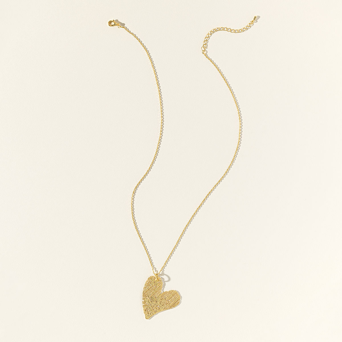 Abstract Heart Rhinestone Gold Dipped Necklace