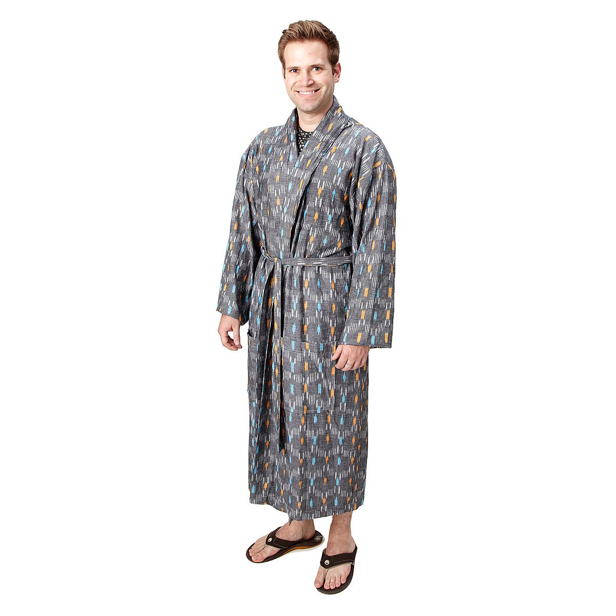 Men's Cotton Ikat Wrap Robe | mens bathrobe | UncommonGoods