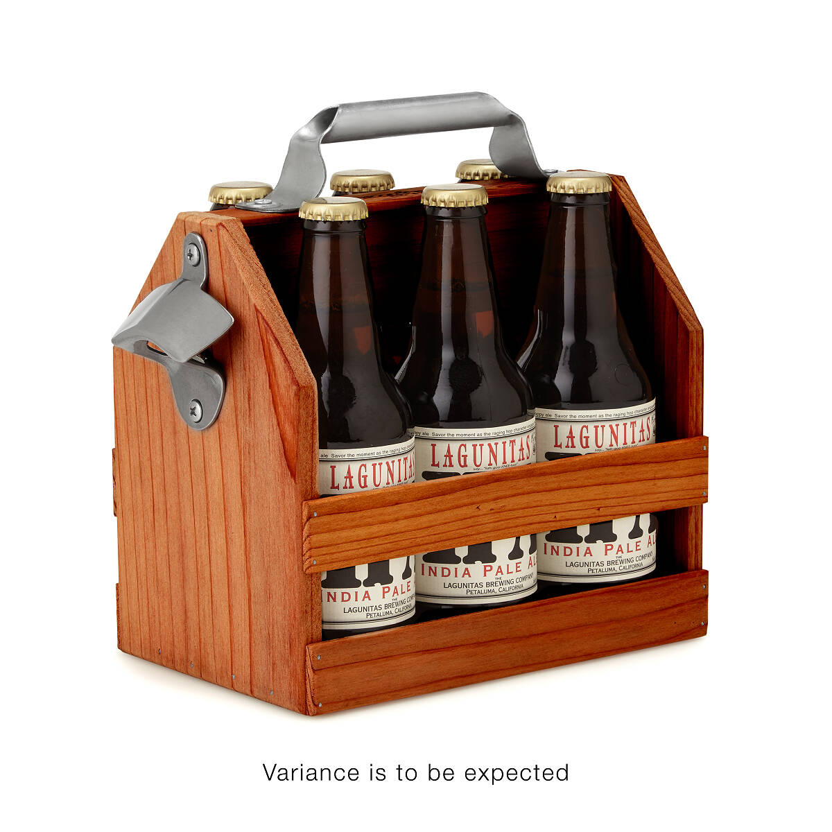 Wooden Beer Caddy with Bottle Opener six pack