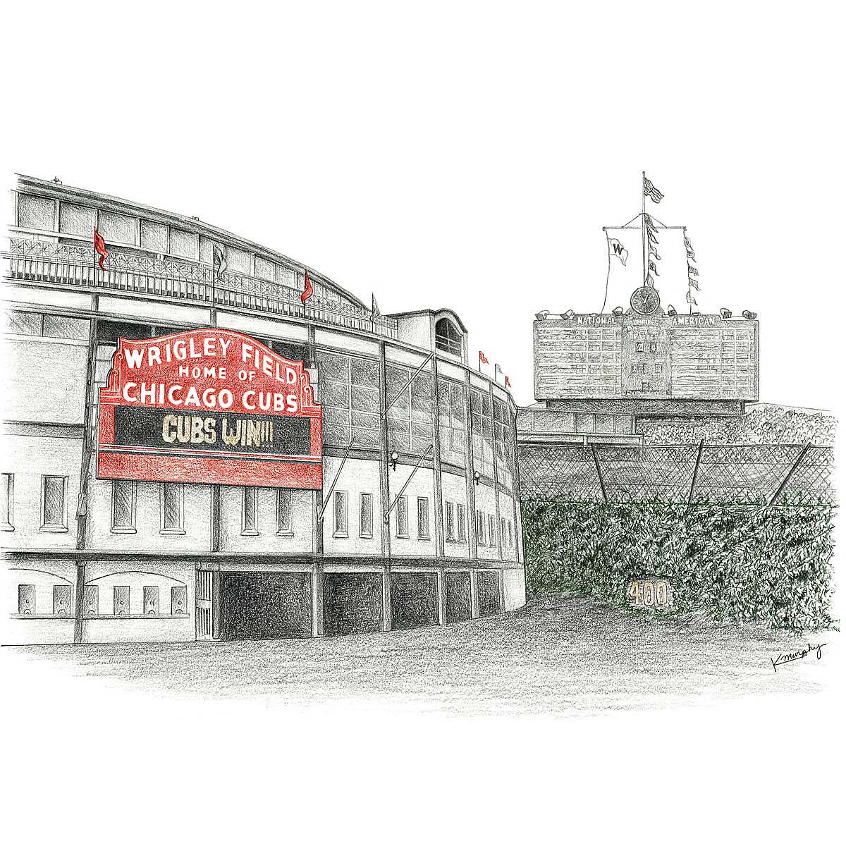 Baseball Stadium Art Wrigley field