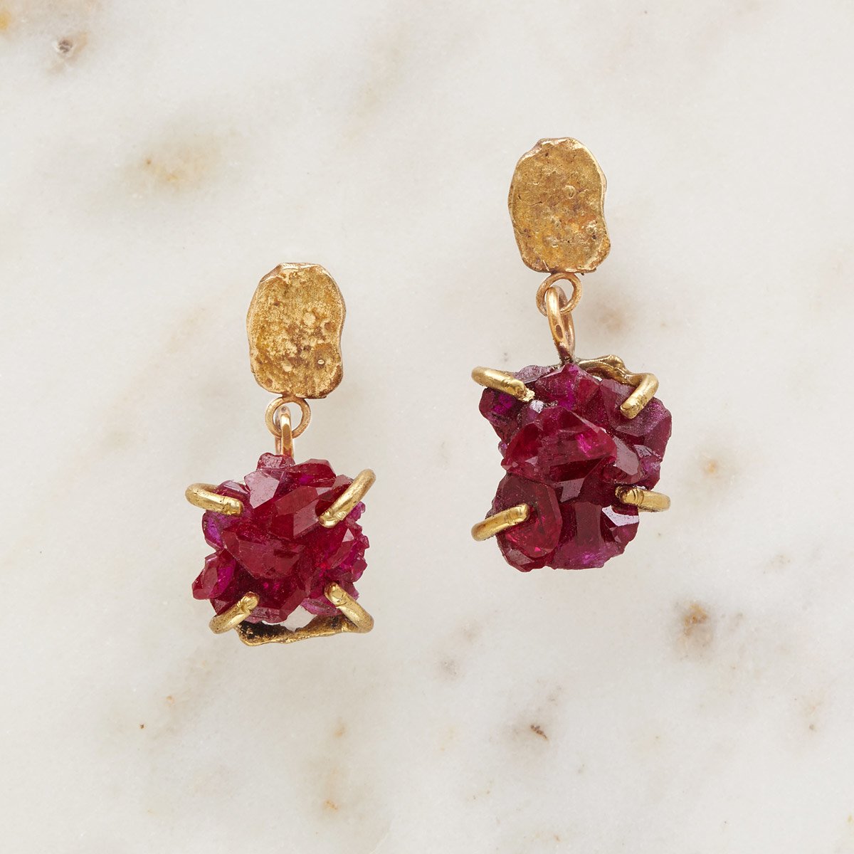 Ruby Crystal Talisman Earrings | handmade ruby jewelry | UncommonGoods