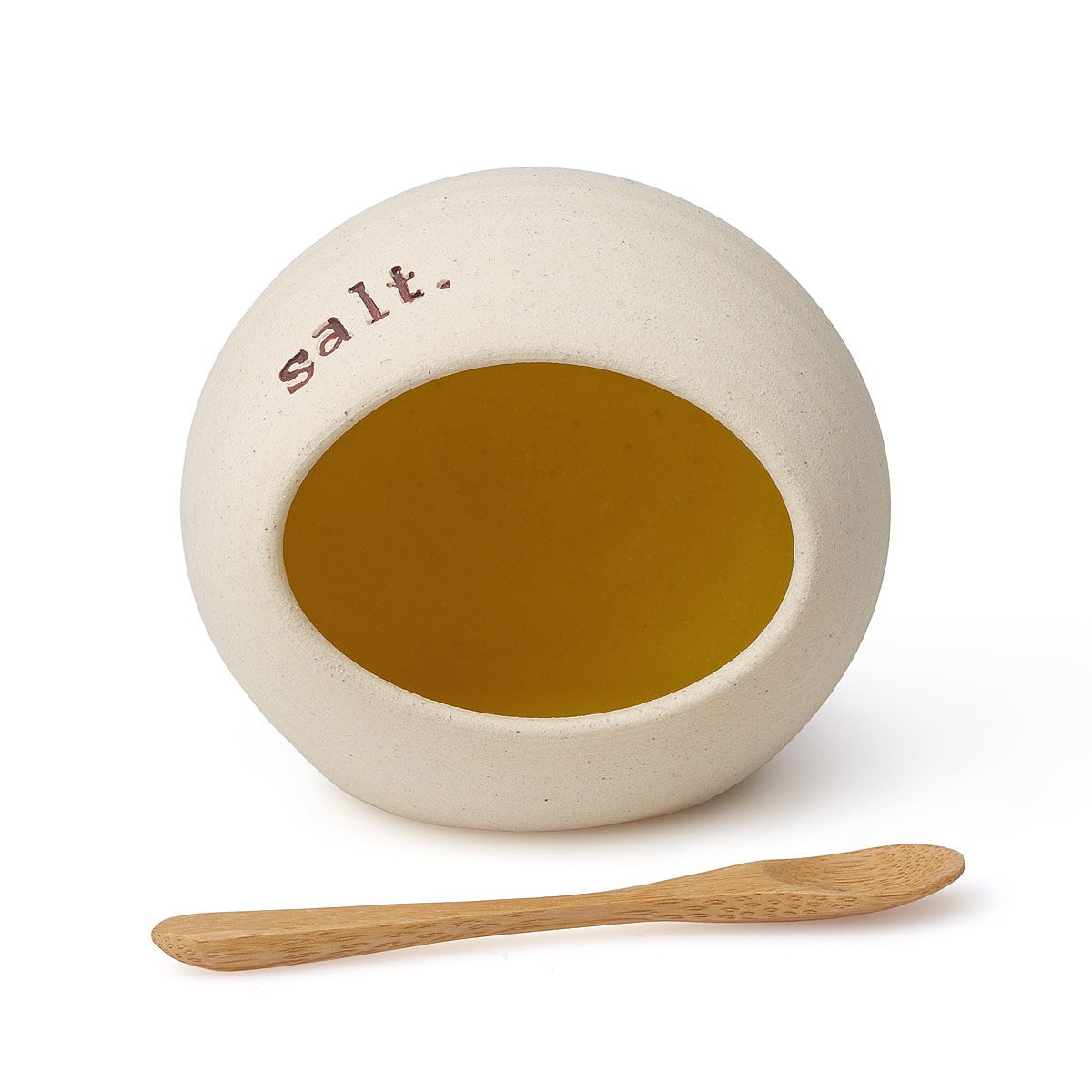 Salt Cellar with Bamboo Spoon artisinal salt holder