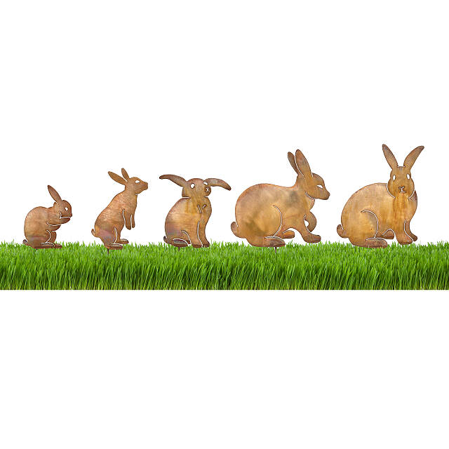 Bunny Family Garden Sculptures Set Of 5 Garden Decor Rabbit Decor Uncommon Goods