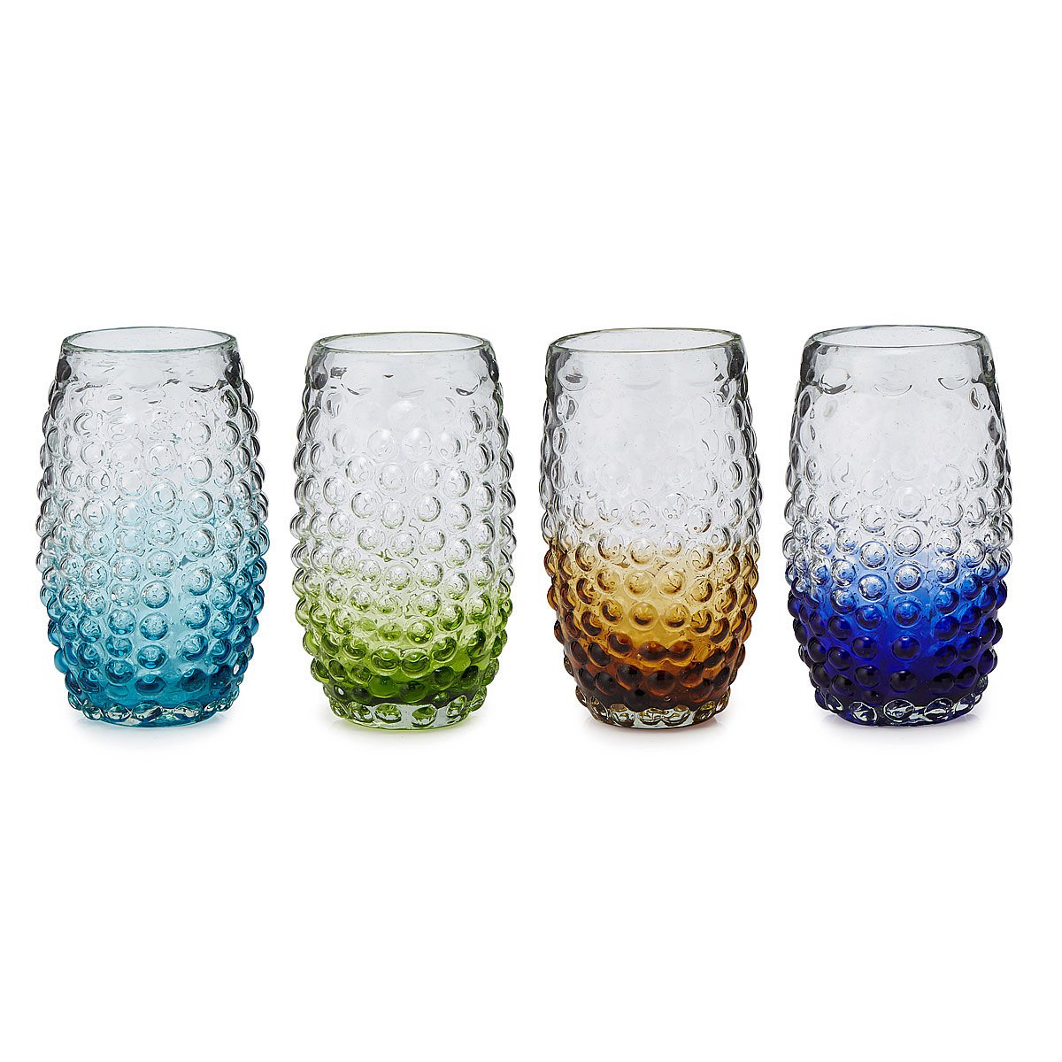 Hobnail Ombre Highball Glasses Set of 4 recycled glassware