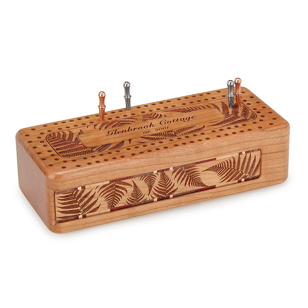 Custom Fern Cribbage Board cribbage set for family