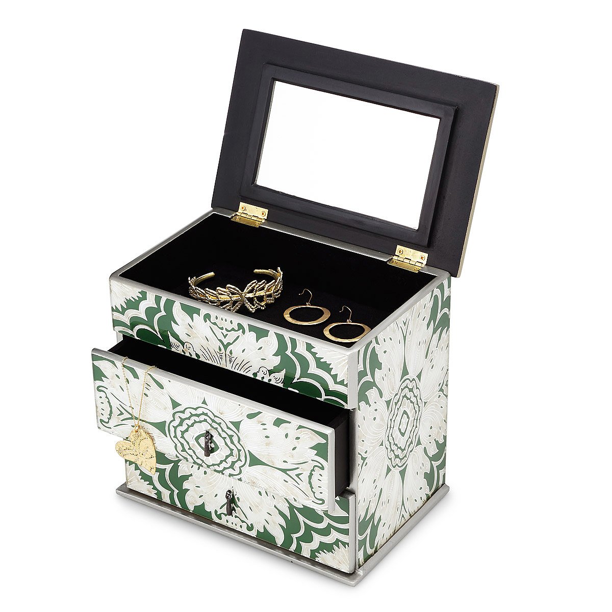 Reverse Hand Painted Mirror Jewelry Box mirror jewelry box, painted