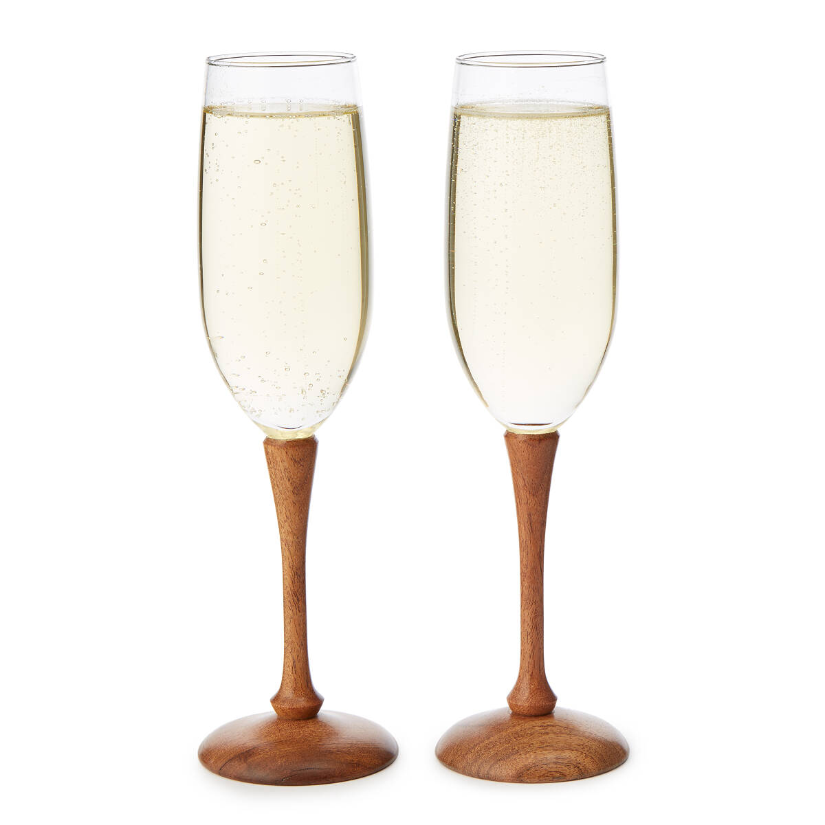 Wood Stem Wine Glasses Set of 2 mesquite wood