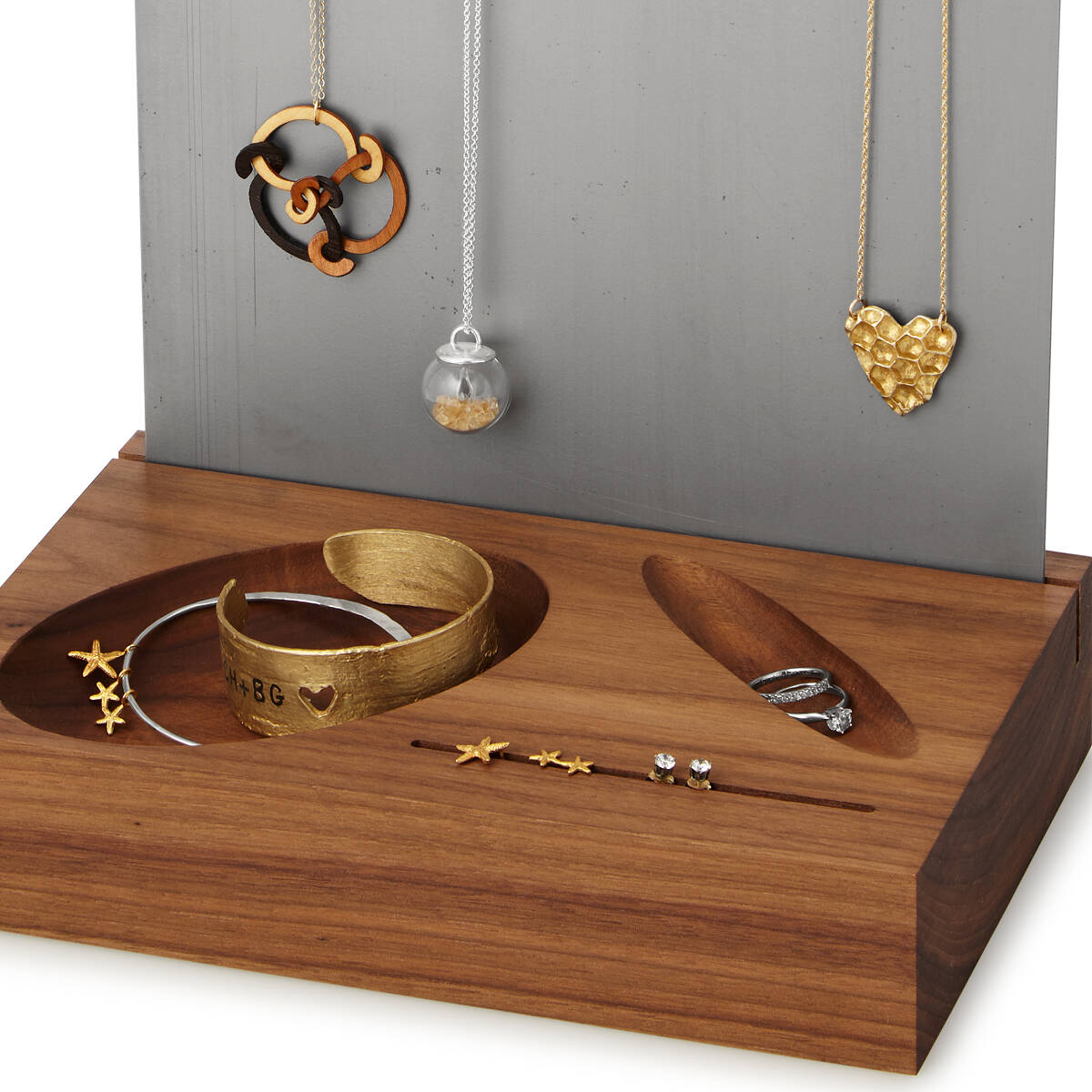 Walnut & Steel Jewelry Organizer Handmade Jewelry Organizer