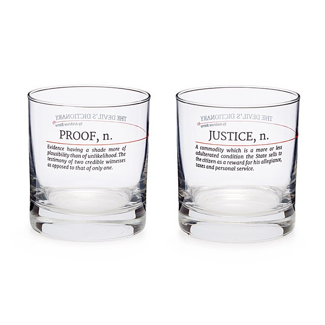 Devil's Dictionary Law Glasses Set of 2 Cocktail Glasses, Old