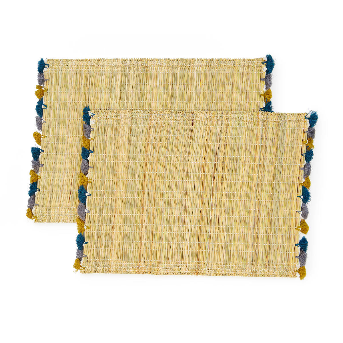Woven Straw Placemats with Colored Tassels Handmade Dining Placemats