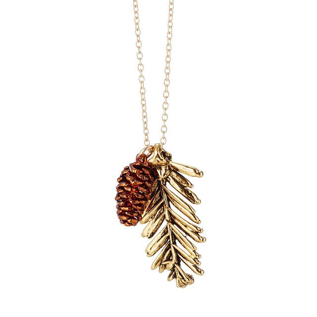 Redwood Needles and Pinecone Pendant Handmade Nature Necklace
