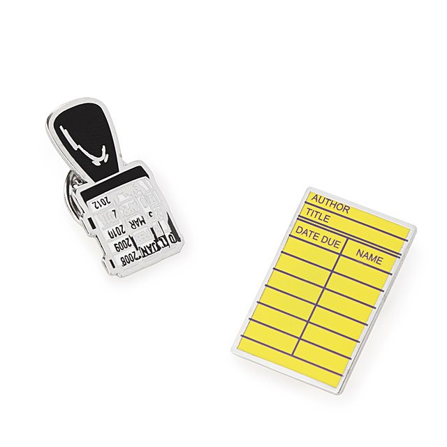 Library Card & Stamp Pins - Set of 2