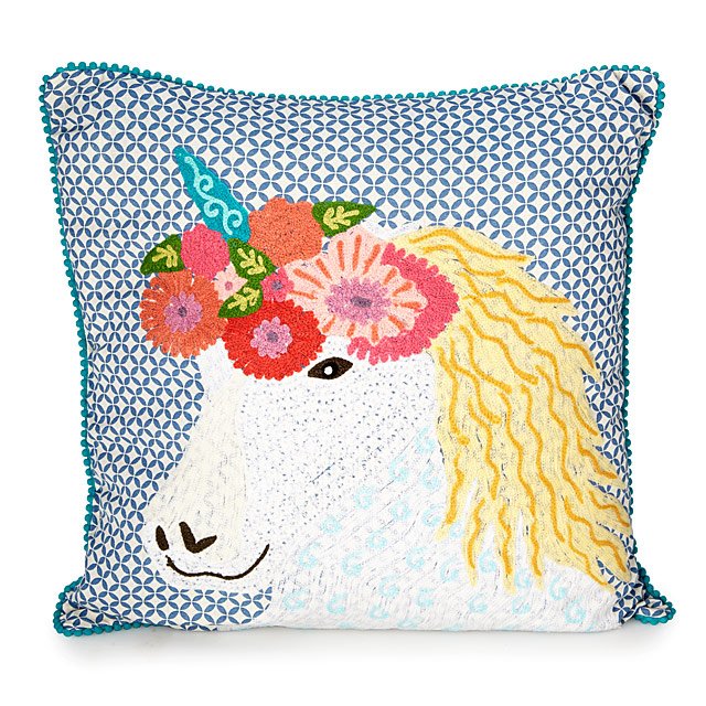 Eugenia the unicorn embroidered pillow  unique home decor handmade