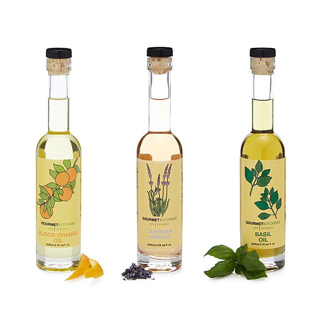 Infused Oil & Vinegar Trio Hostess Gifts; Gourmet Condiments