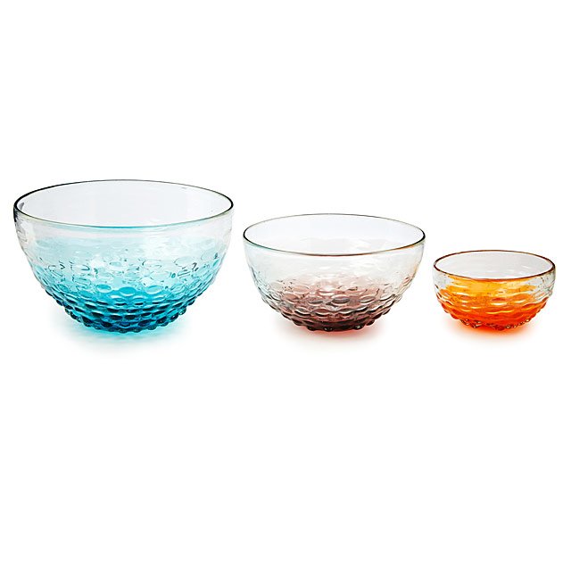 Bubble Nesting Bowl Set Hobnail Glass, Mixing Bowls