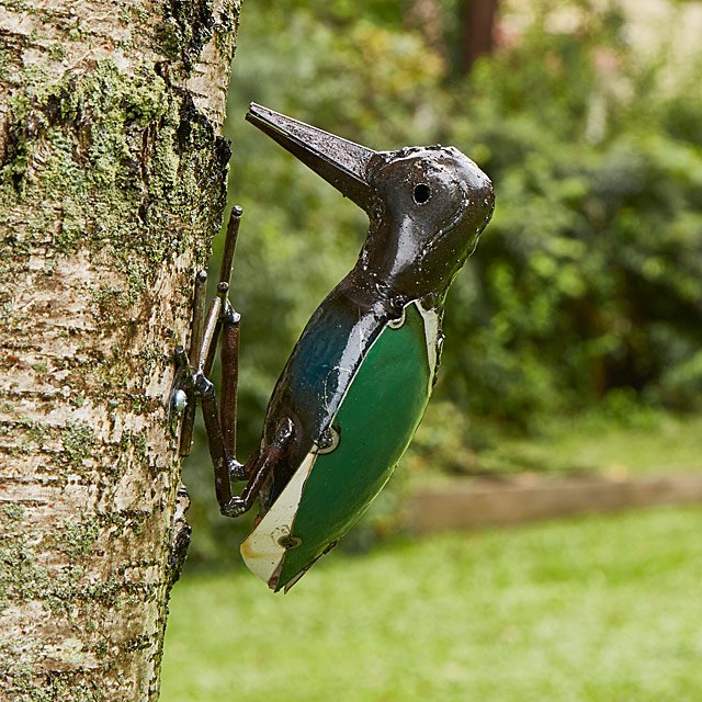 Colorful Metal Woodpecker garden decor, outdoor art, animal gifts