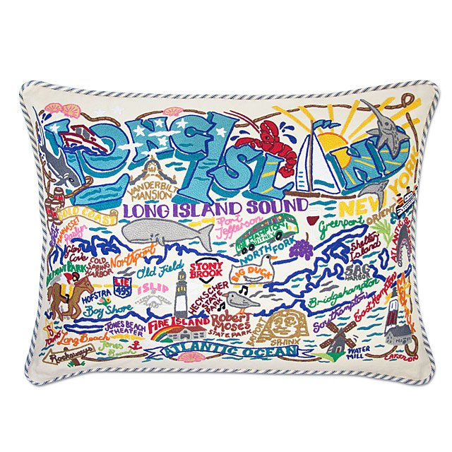 Long Island Embroidered Pillow Colorful Pillow, New York Souvenir