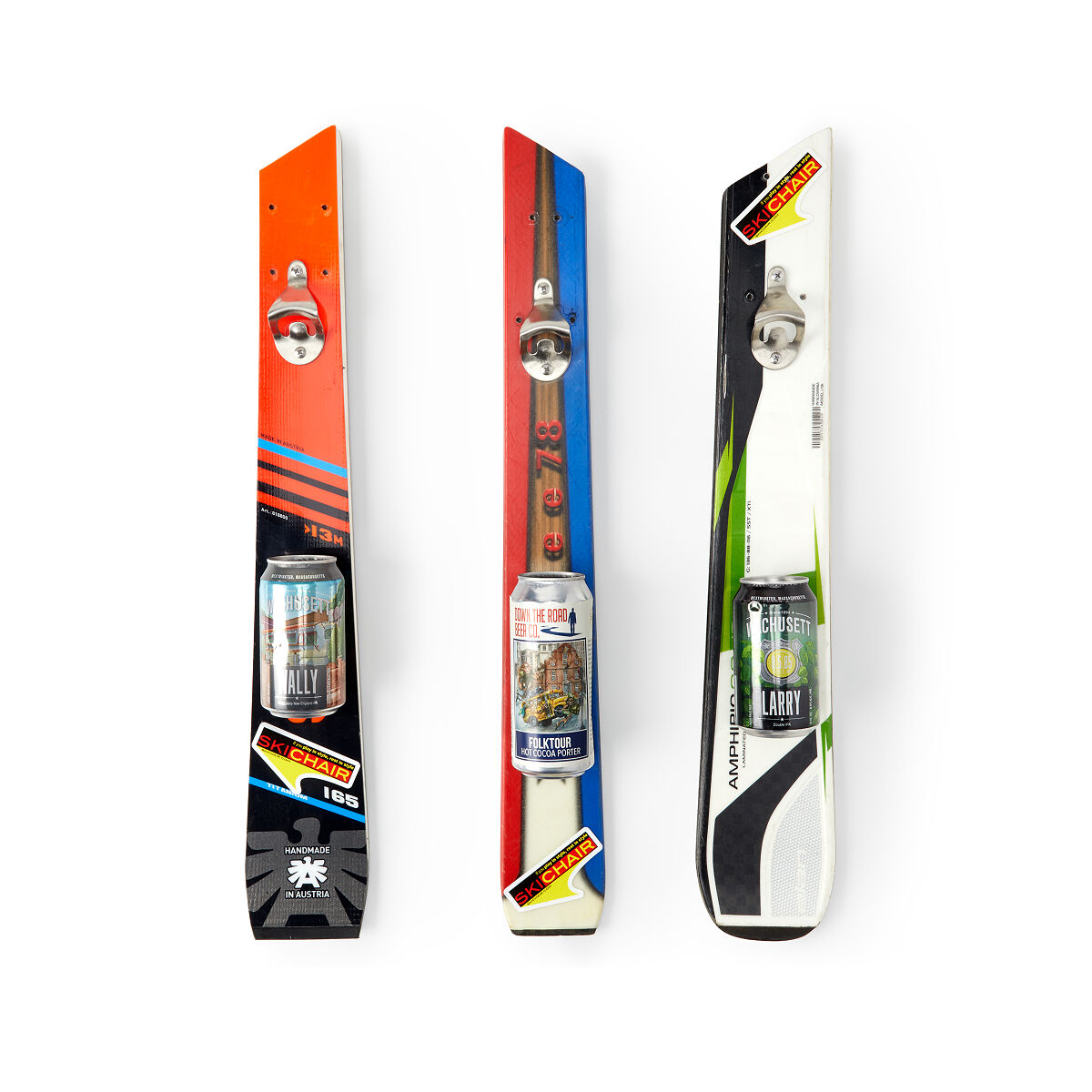 Wall Mounted Recycled Ski Bottle Opener Ski Gifts, Ski Decor
