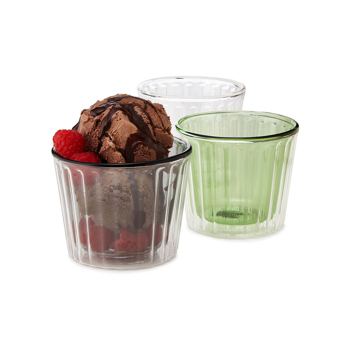Insulated Ice Cream Cups Set of 2 Dessert Dishes, Borosilicate Glass Bowls