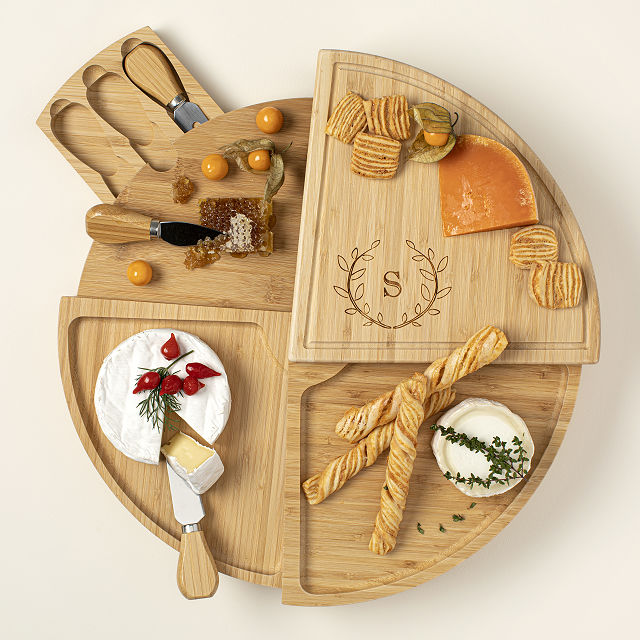 Compact Swivel Cheese Board Personalized With Initials Perfect For Your Chef Mom