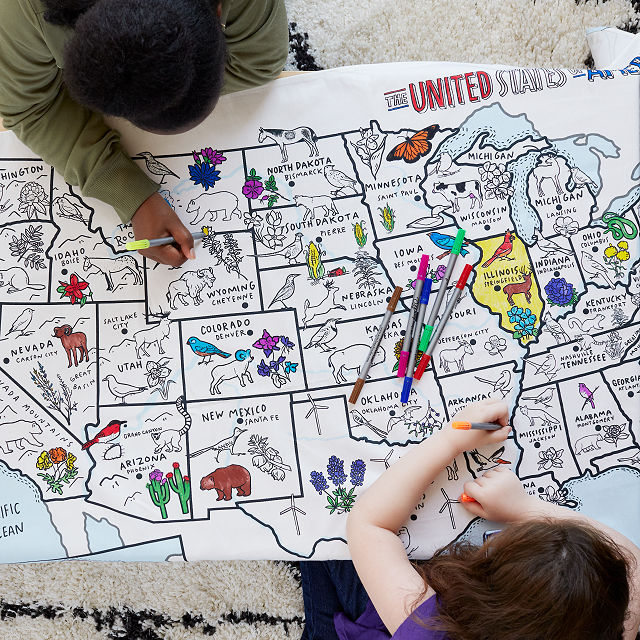 World Map Coloring Tablecloth