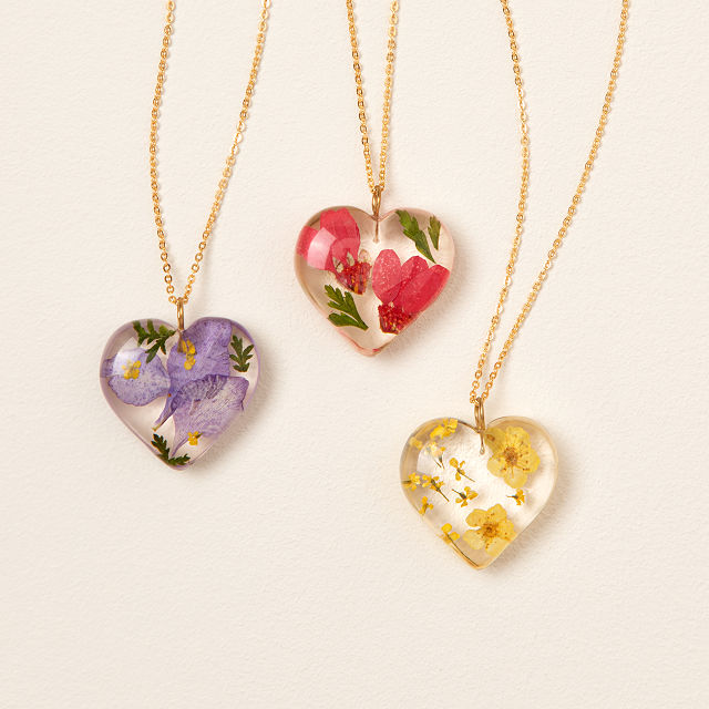 Birth Month Flower Heart Necklace