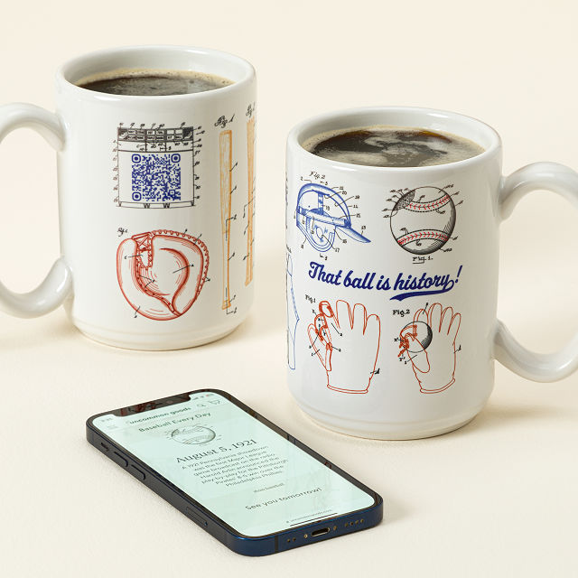 Baseball Every Day Interactive QR Mug, Durable Ceramic with Interactive Trivia, Father's Day Gift for Dad 4.5" H 15 fl. oz.